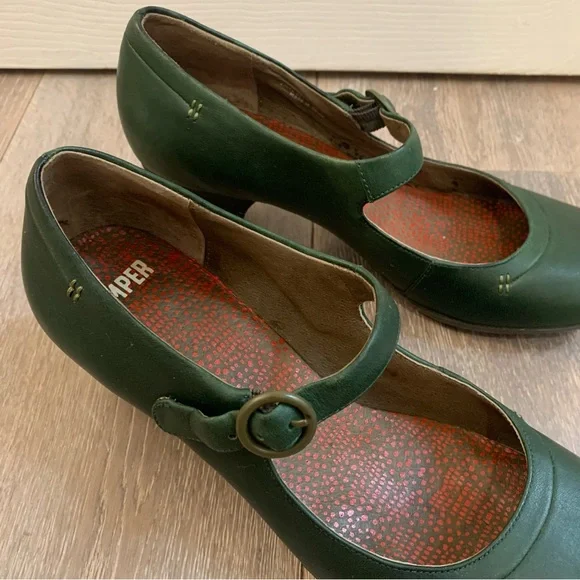 Camper Women's Lila Medio Dress Pump Green Mary Jane Shoes Sz EU 38 US 8 - Picture 8 of 11